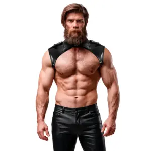 FETISH SUBMISSIVE ATTITUDE - Arnés de Cuello Ajustable para Hombre en Eco-cuero