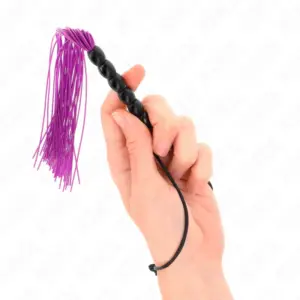 KINK Mini Silicone Whip 26 cm con 6 cuentas moradas