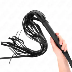 KINK Negro Short Handle Long Tail Whip 70 cm para juegos intensos