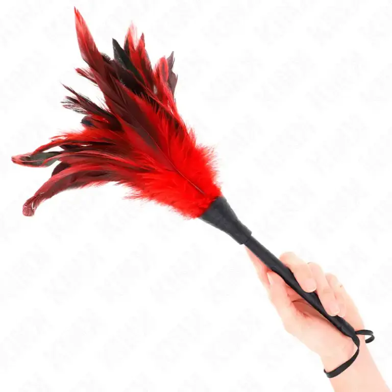 KINK Red Maids Horn Shaped Tickle Chicken Feathers 36 cm