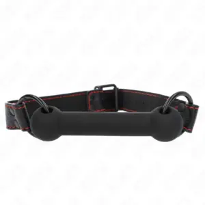 KINK Bone Gag con correa ajustable de polipiel negra 41-57 cm