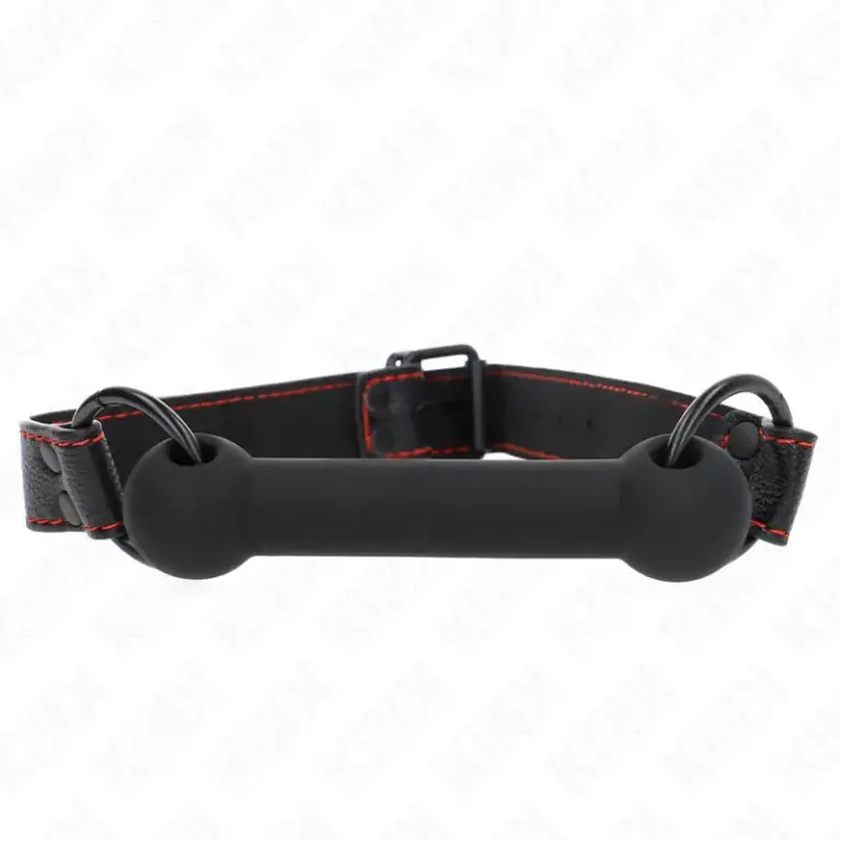 KINK Bone Gag con correa ajustable de polipiel negra 41-57 cm