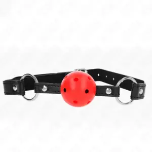 KINK Hollow Hard Red Ball 4.5 cm - Ball Gag ajustable para BDSM