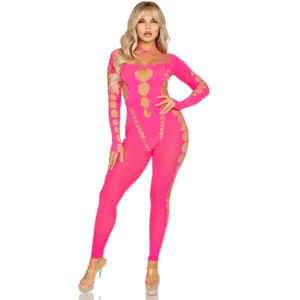 Leg Avenue Pink Open Back Bodystocking One Size: sensualidad y estilo
