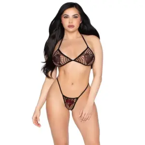 Leg Avenue 86147 conjunto de red con corazones de strass negro - talla única
