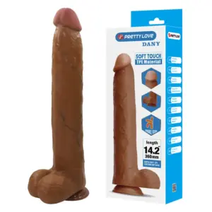 Pretty Love Dany Dildo Realista Flexible 36 cm con Ventosa Marrón