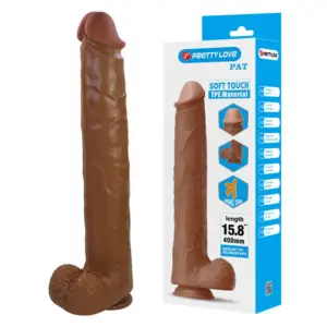 Pretty Love Pat: Dildo realista flexible con ventosa 40 cm marrón