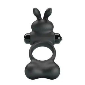 PRETTY LOVE Anillo Vibrador con Estimulador Conejo y 10 Modos Negro