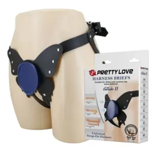 PRETTY LOVE - Universal Strap-On Harness Briefs Black and Blue cómodo y versátil
