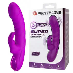 PRETTY LOVE Monica: vibrador recargable doble estimulación morado