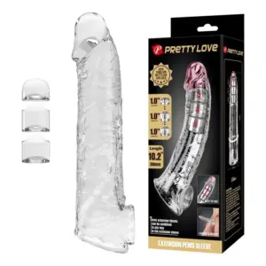 PRETTY LOVE - Funda ajustable para alargar el pene 26 cm transparente