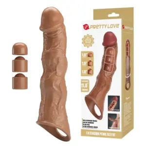 PRETTY LOVE - Funda Extensora Ajustable para Pene 28 cm Marrón