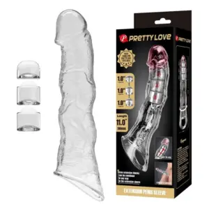 PRETTY LOVE Funda Extensora de Pene Ajustable 28 cm Transparente