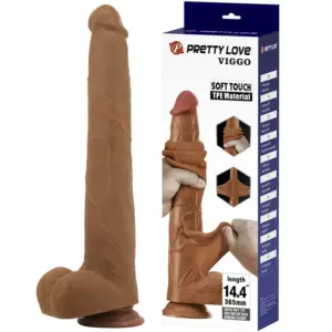 PRETTY LOVE Viggo Dildo Realista 36,5 cm Soft-Touch Marrón