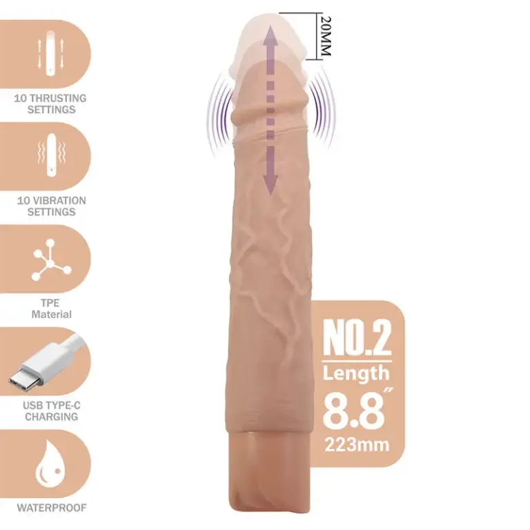 PRETTY LOVE Kessler: dildo realista vibrador con 10 modos de vibración y empuje